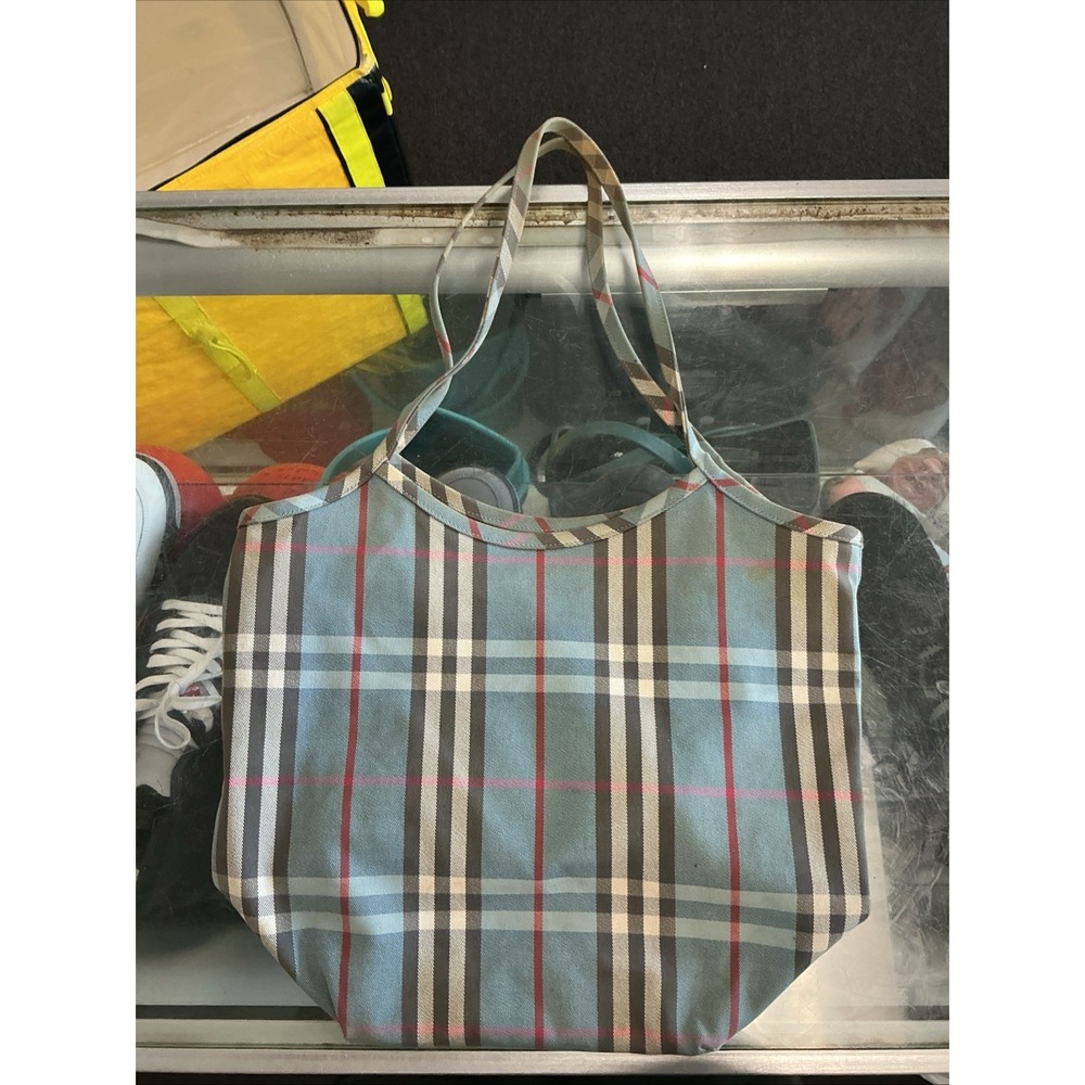 BURBERRY Pre-Owned Blue Check Tote Bag 1 Made In Japan